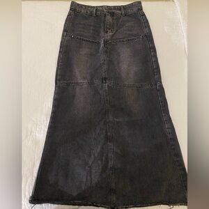 Black Denim Midi Skirt